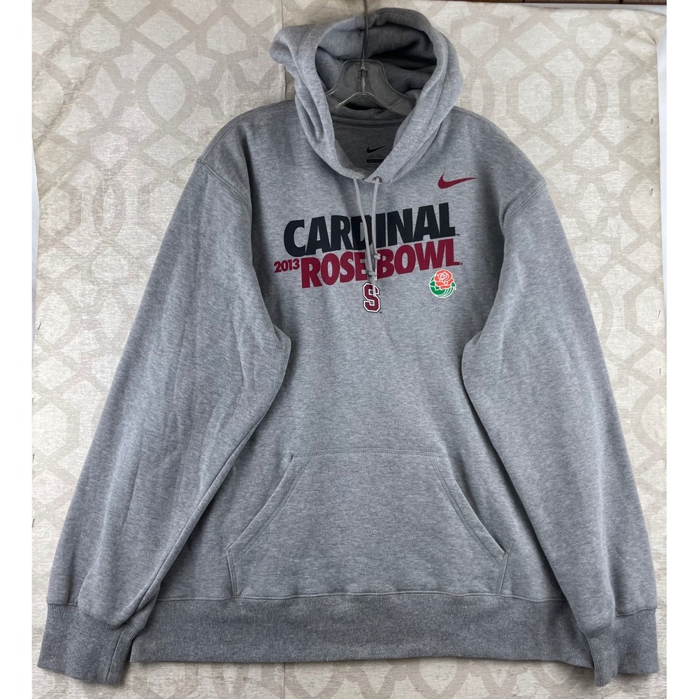 Nike Stanford Cardinal Mens XXL Gray 2013 Rose Bowl Fleece Hoodie Cotton Blend